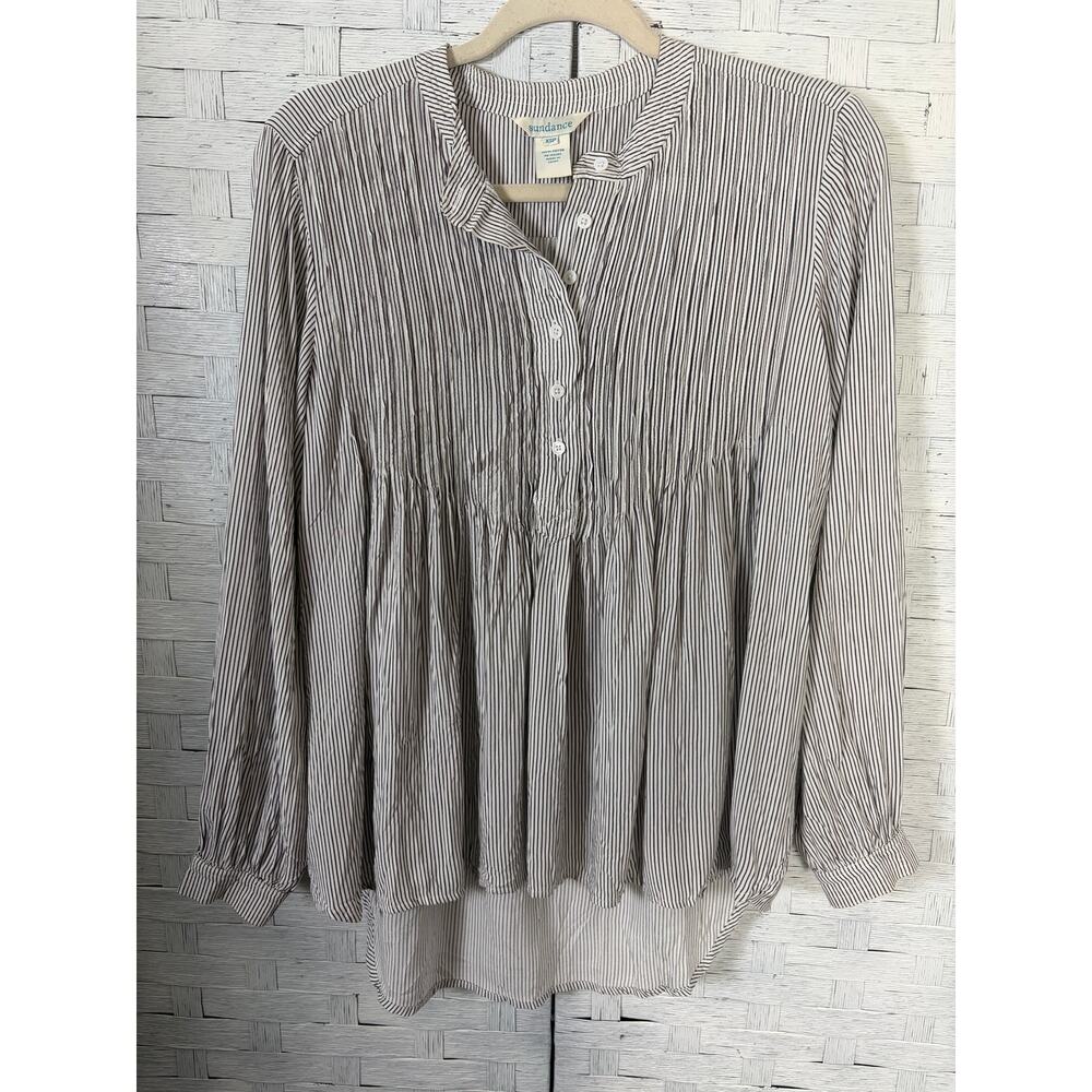 Sundance women's blouse striped pin tuck plate feminine lightweight cotton